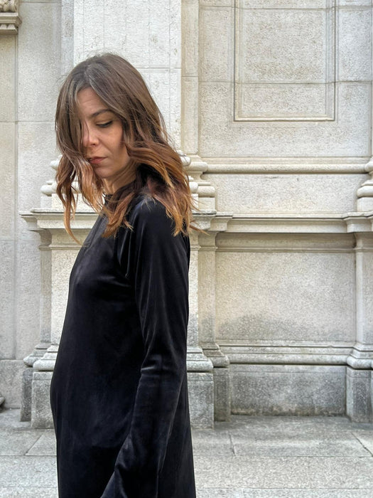 Abito Cristiana lungo in velluto nero