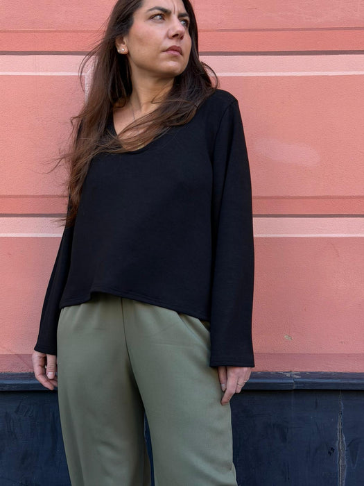 Pantaloni Mia in viscosa verde militare