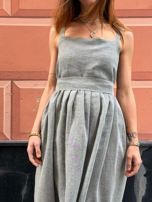 Abito Barbara in lino color azzurro polvere