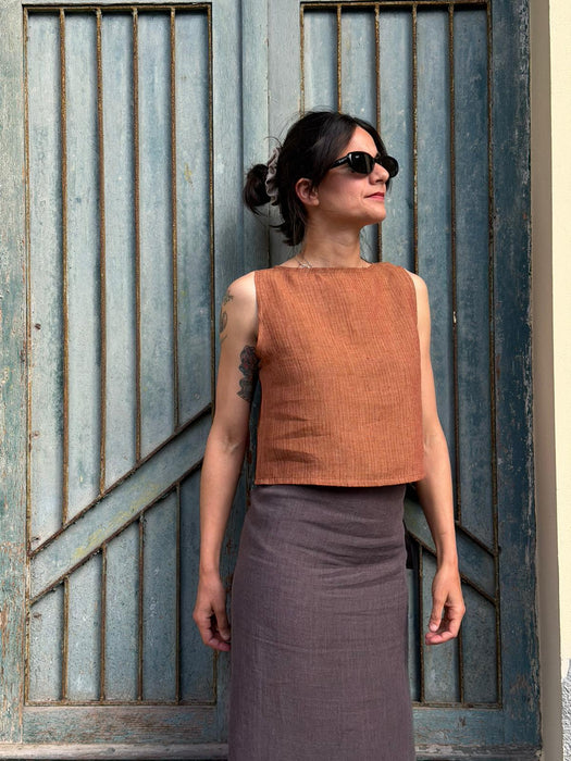 Top Emilia in lino color terracotta