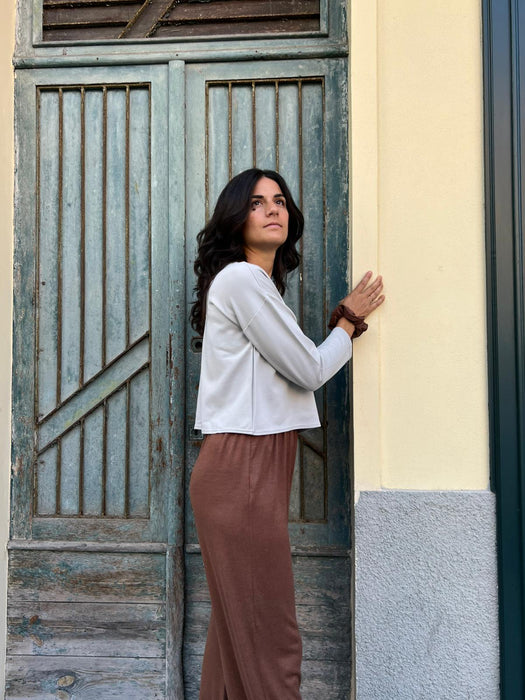 Maglia Deborah in punto Milano color ghiaccio