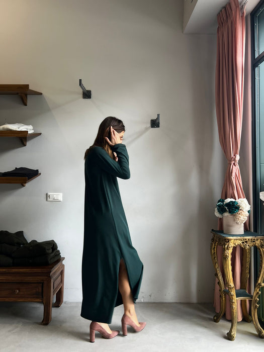 Abito Cristiana lungo verde bottiglia