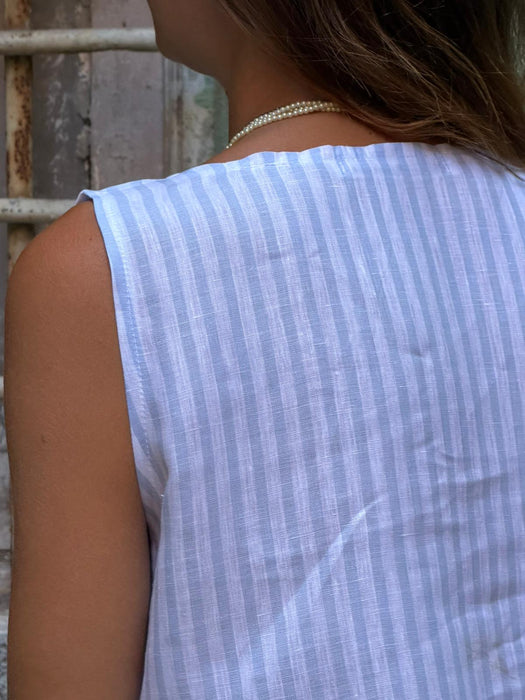Top Emilia a righe bianche e azzurre