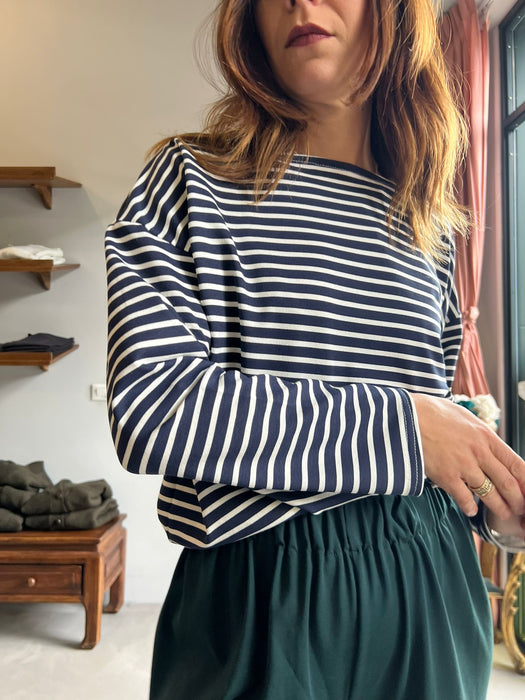 Felpa Deborah a righe bianche e blu