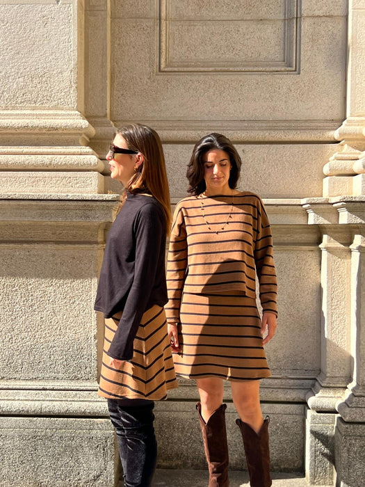 Gonna Costanzina color biscotto a righe nere