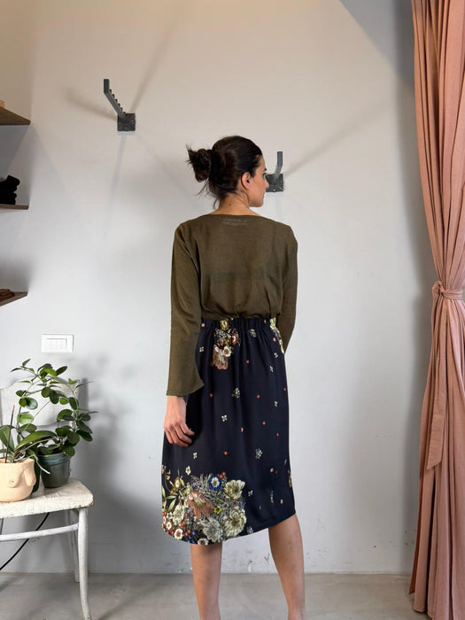 Gonna Beatrice midi nera a fiori