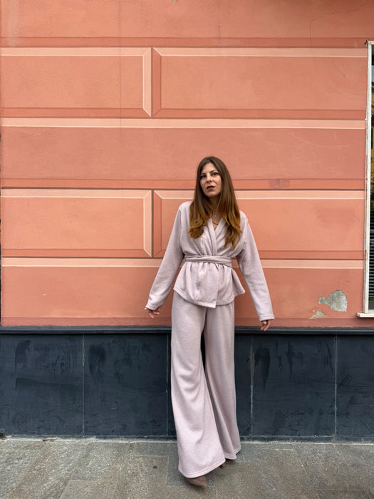 Pantaloni Mia in cashmere rosa