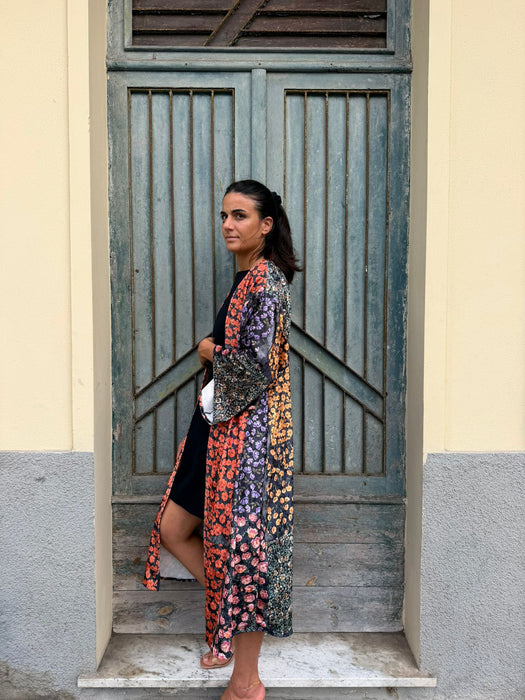 Kimono in velluto in fantasia a fiori