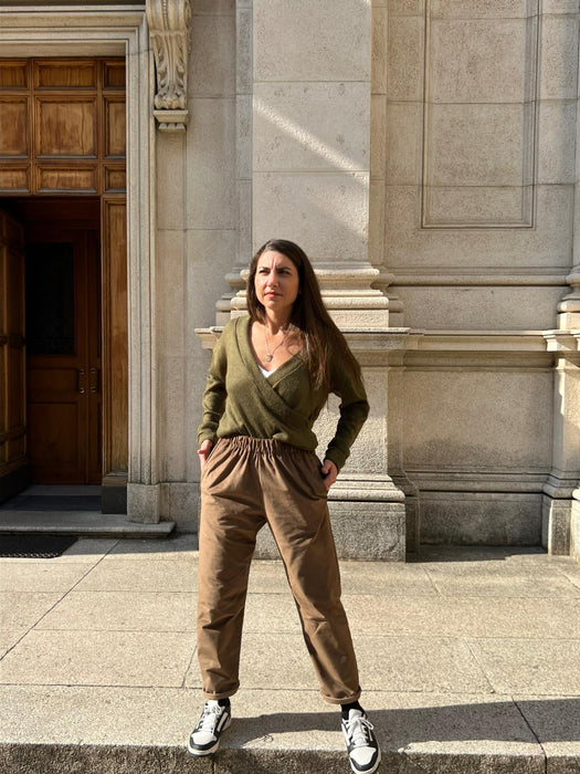 Pantaloni Asia in velluto cammello