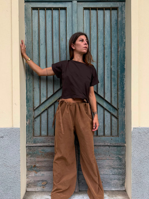 Pantaloni Luigi in cupro cammello