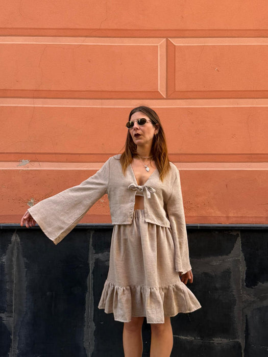 Maglia Alfredo in lino color sabbia
