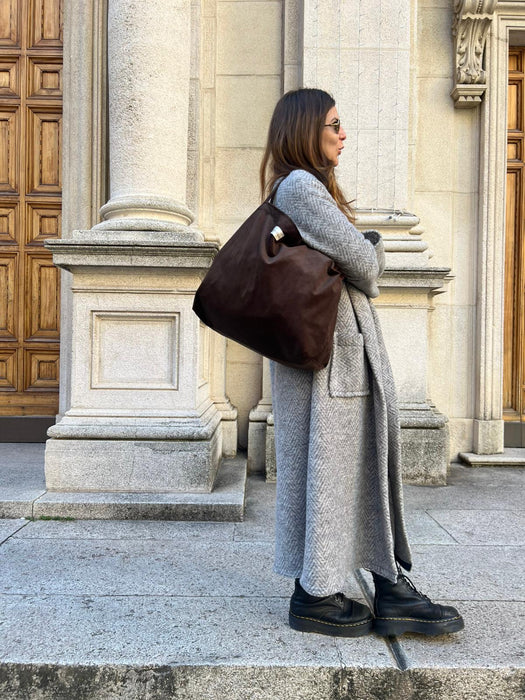 Borsa in velluto marrone