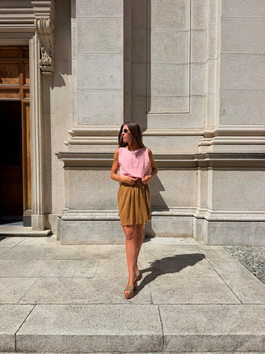 Top Emilia in mussola rosa chiaro