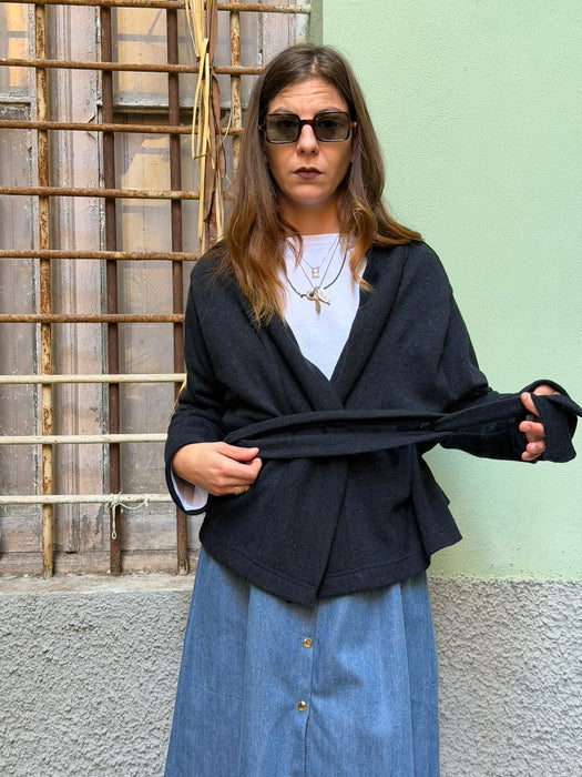 Cardigan Romeo in lana blu notte