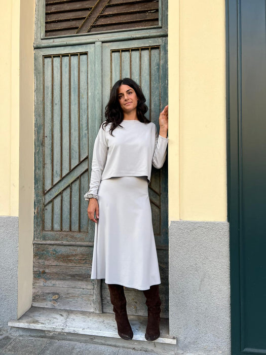 Maglia Deborah in punto Milano color ghiaccio