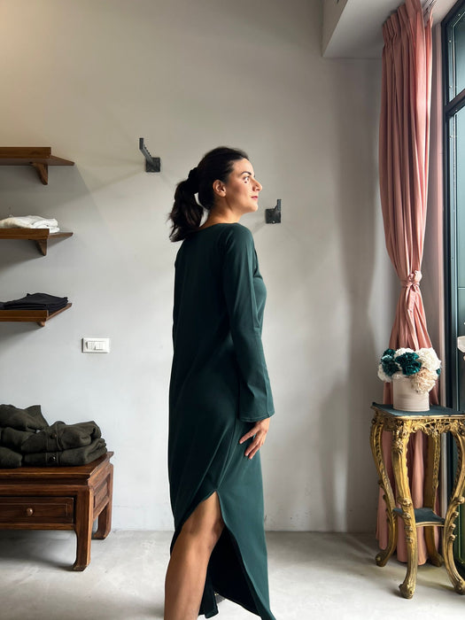 Abito Cristiana lungo verde bottiglia