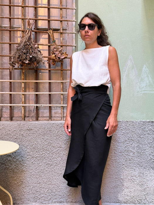 Top Emilia in mussola bianco