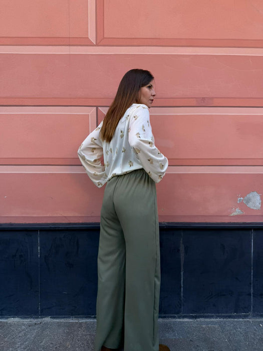Pantaloni Mia in viscosa verde militare