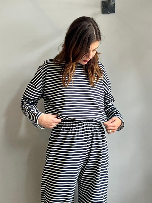 Felpa Deborah a righe bianche e blu