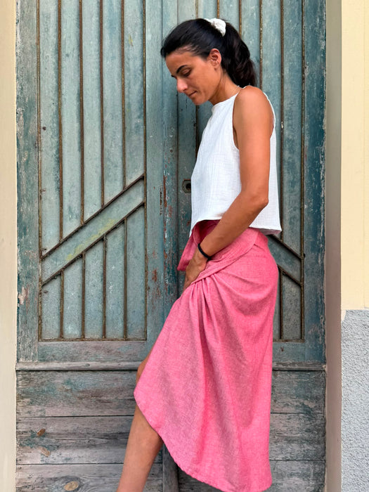 Top Emilia in mussola bianco