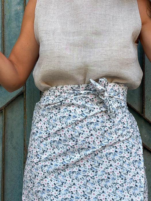 Top Emilia in lino color sabbia