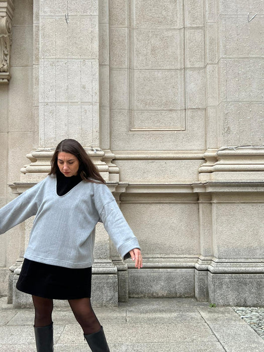 Abito Emilia con tasche in velluto nero