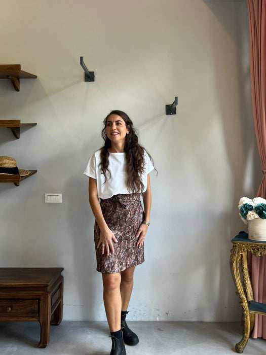 Gonna Matilda corta in fantasia damascata