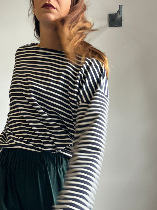 Felpa Deborah a righe bianche e blu