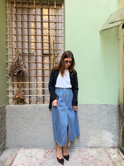 Gonna Eva midi in jeans chiaro