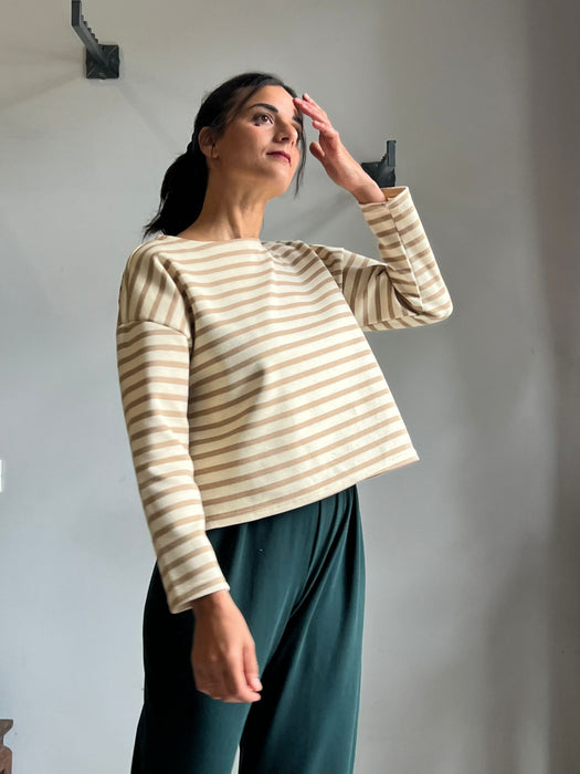 Felpa Deborah a righe panna e beige