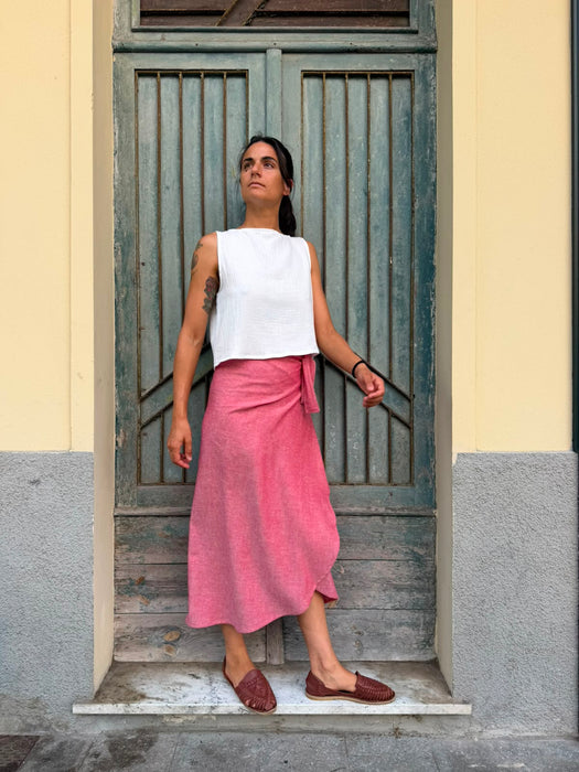 Top Emilia in mussola bianco