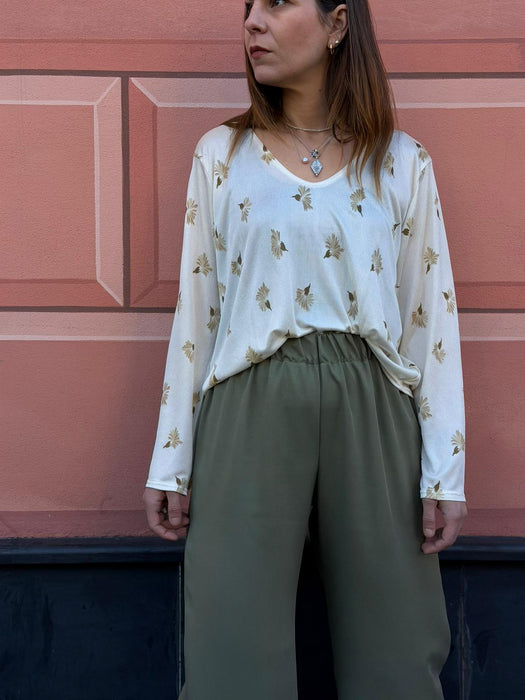 Pantaloni Mia in viscosa verde militare