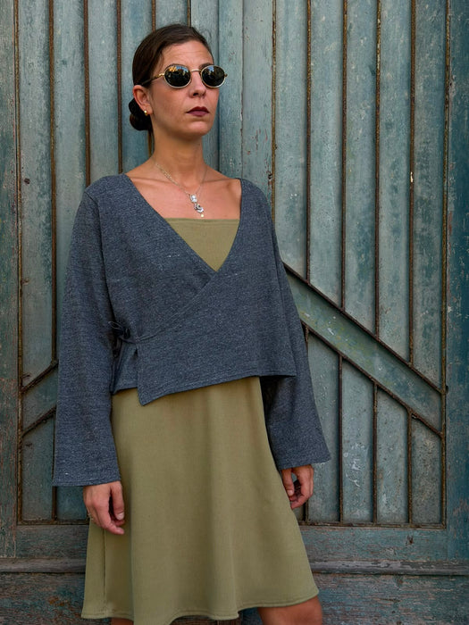 Scaldacuore Vittoria in maglia di cotone grigio mélange