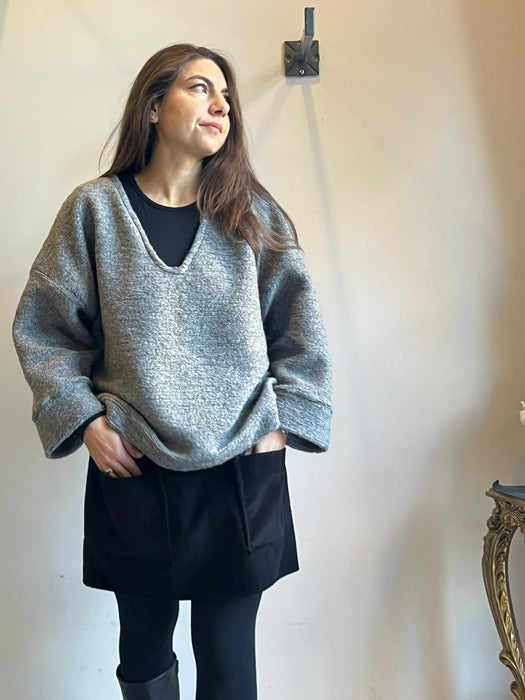 Maglione Amedeo in lana boucle grigio scuro