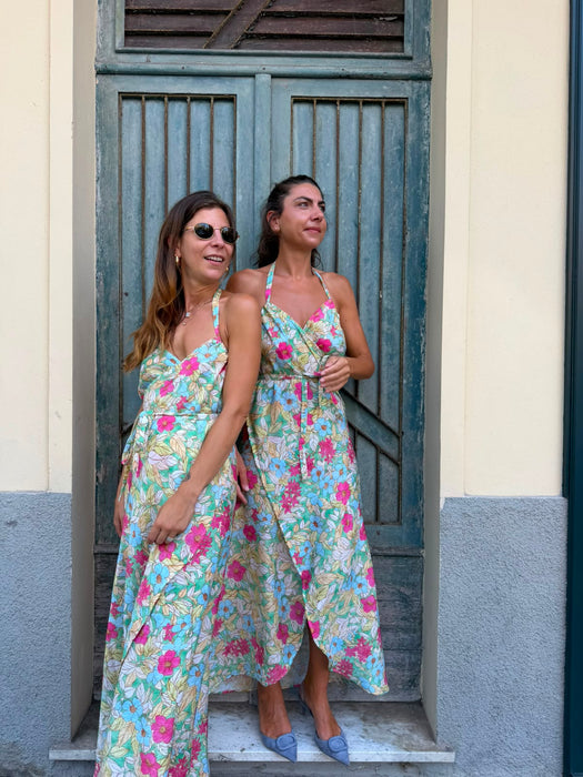 Abito Cesare in viscosa a fiori colorati
