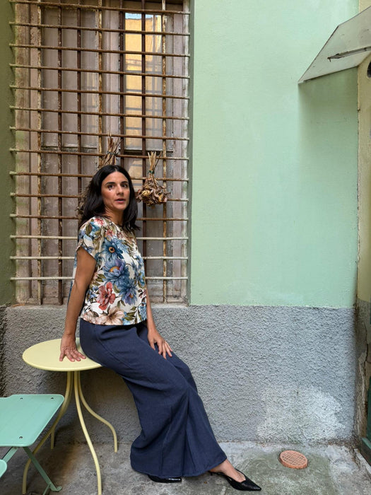 T-shirt Scatoletta in viscosa a fiori