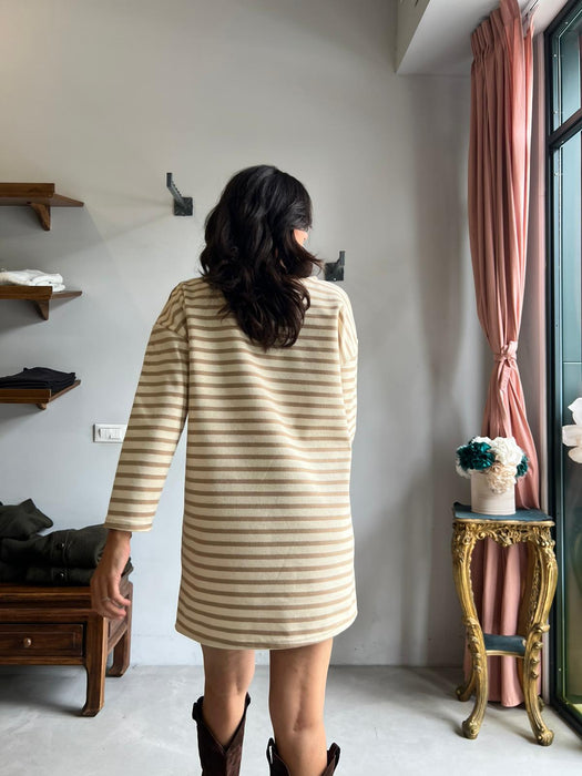 Abito Deborah a righe panna e beige