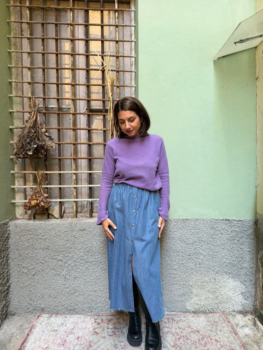 Gonna Eva midi in jeans chiaro