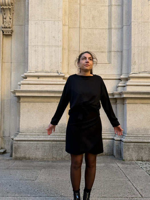 Gonna Matilda corta in panno di lana nero