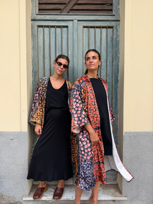 Kimono in velluto in fantasia a fiori