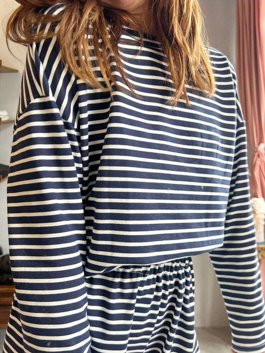 Felpa Deborah a righe bianche e blu