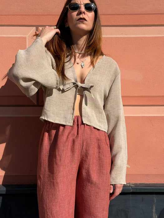 Maglia Alfredo in lino color sabbia