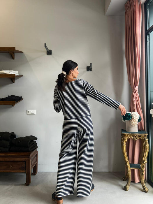 Pantaloni Mia a righe blu e bianche
