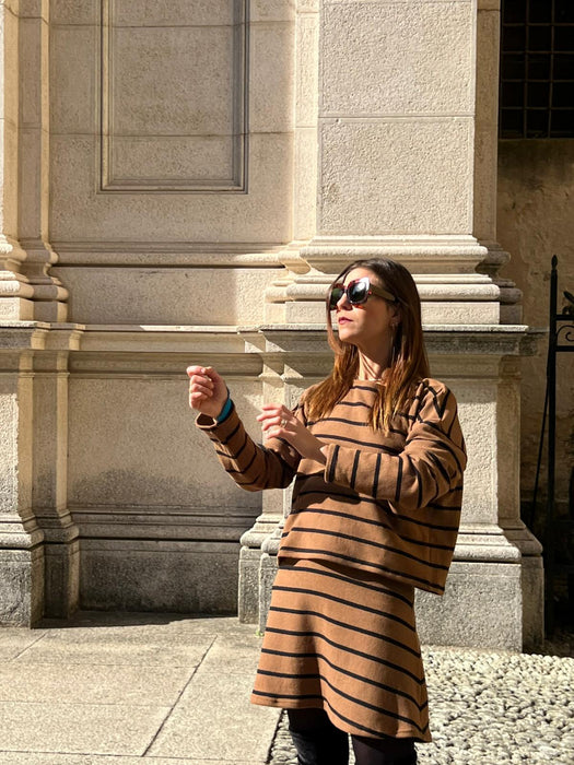 Gonna Costanzina color biscotto a righe nere