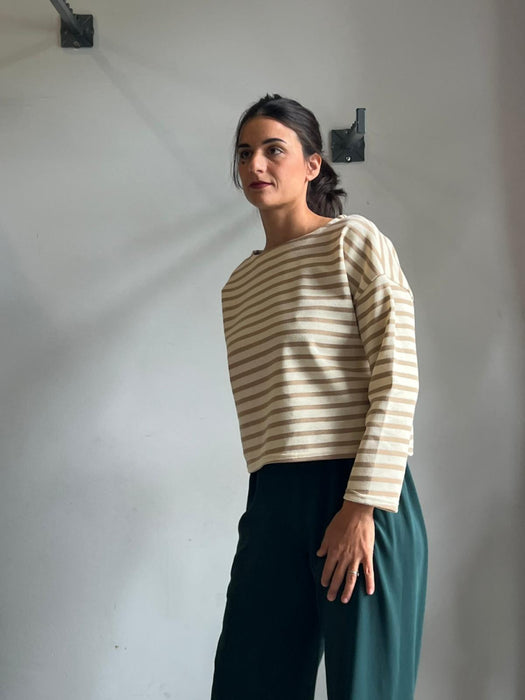 Felpa Deborah a righe panna e beige