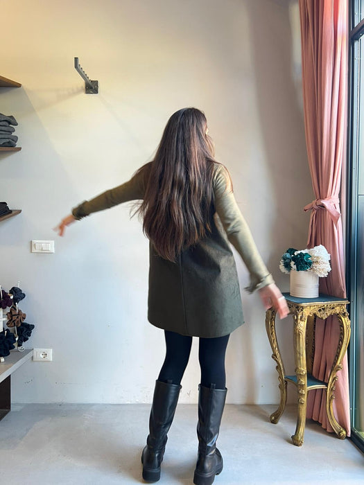 Abito Emilia con tasche in velluto verdone