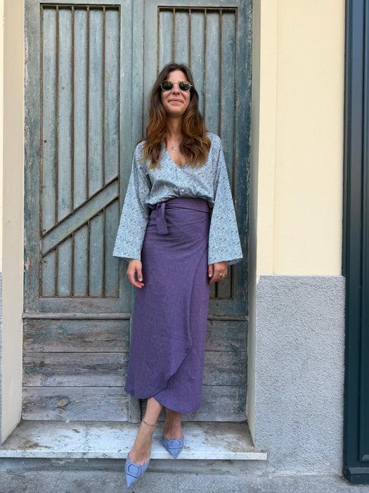 Gonna Matilda in lino e seta lilla