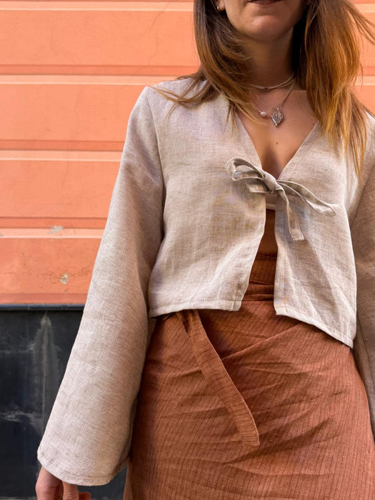 Maglia Alfredo in lino color sabbia