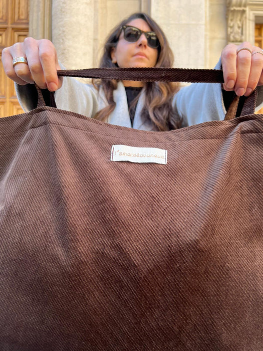 Borsa in velluto marrone