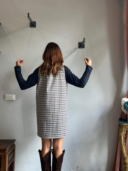 Abito Emilia a quadretti blu e marrone